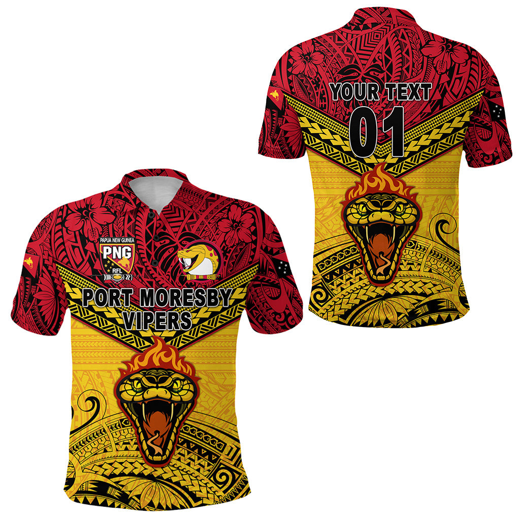 Custom Papua New Guinea Port Moresby Vipers Polo Shirt Rugby Original Style Red, Custom Text and Number LT8 Unisex Red - Polynesian Pride