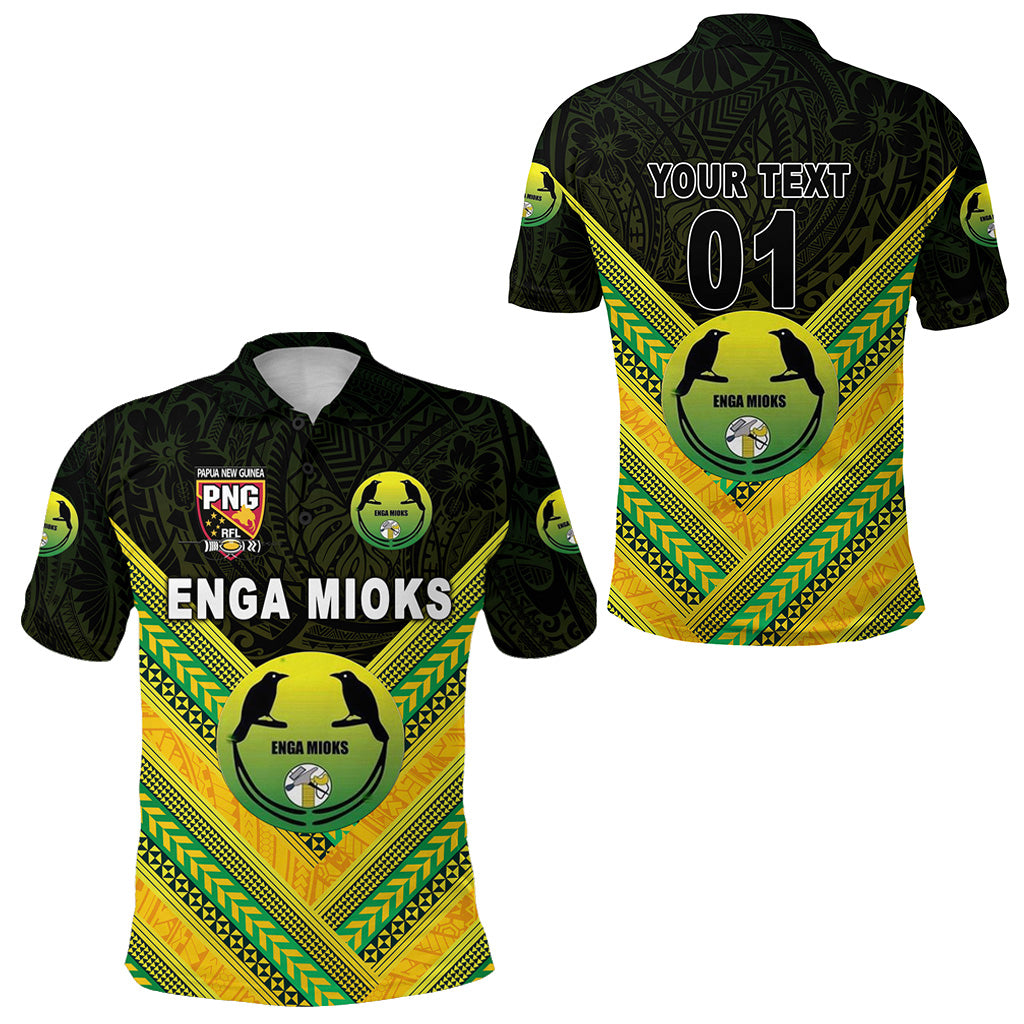 Custom Papua New Guinea Enga Mioks Polo Shirt Rugby Original Style Black, Custom Text and Number LT8 Unisex Black - Polynesian Pride