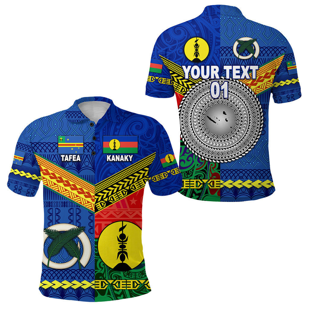Custom Vanuatu Tafea Province and Kanaky New Caledonia Polo Shirt Together, Custom Text and Number LT8 Blue - Polynesian Pride