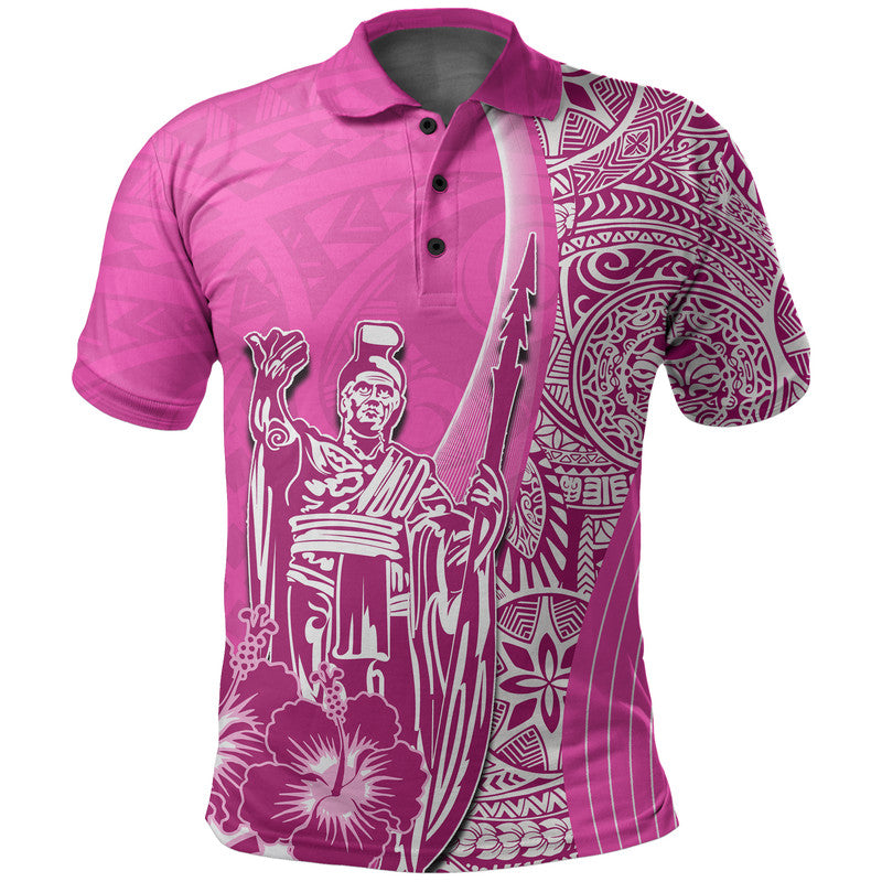 Hawaiian King Kamehameha Polo Shirt Vibe Pink Style LT6 Pink - Polynesian Pride