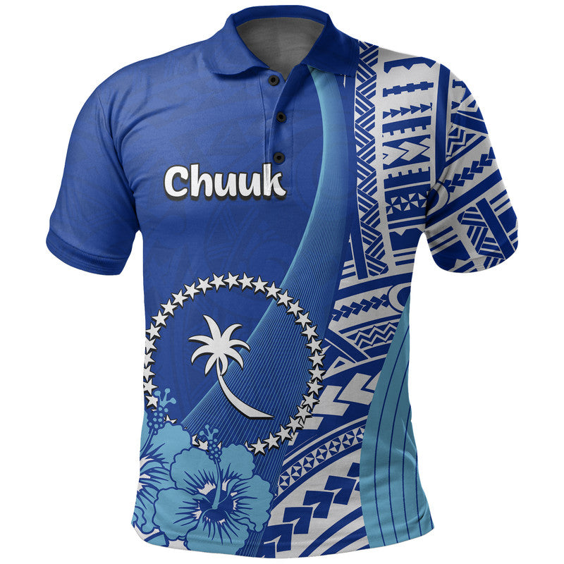 Custom Chuuk Of Micronesia Polo Shirt Vibe Style LT6 Blue - Polynesian Pride