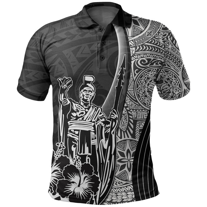 Hawaiian King Kamehameha Polo Shirt Vibe Black Style LT6 Black - Polynesian Pride