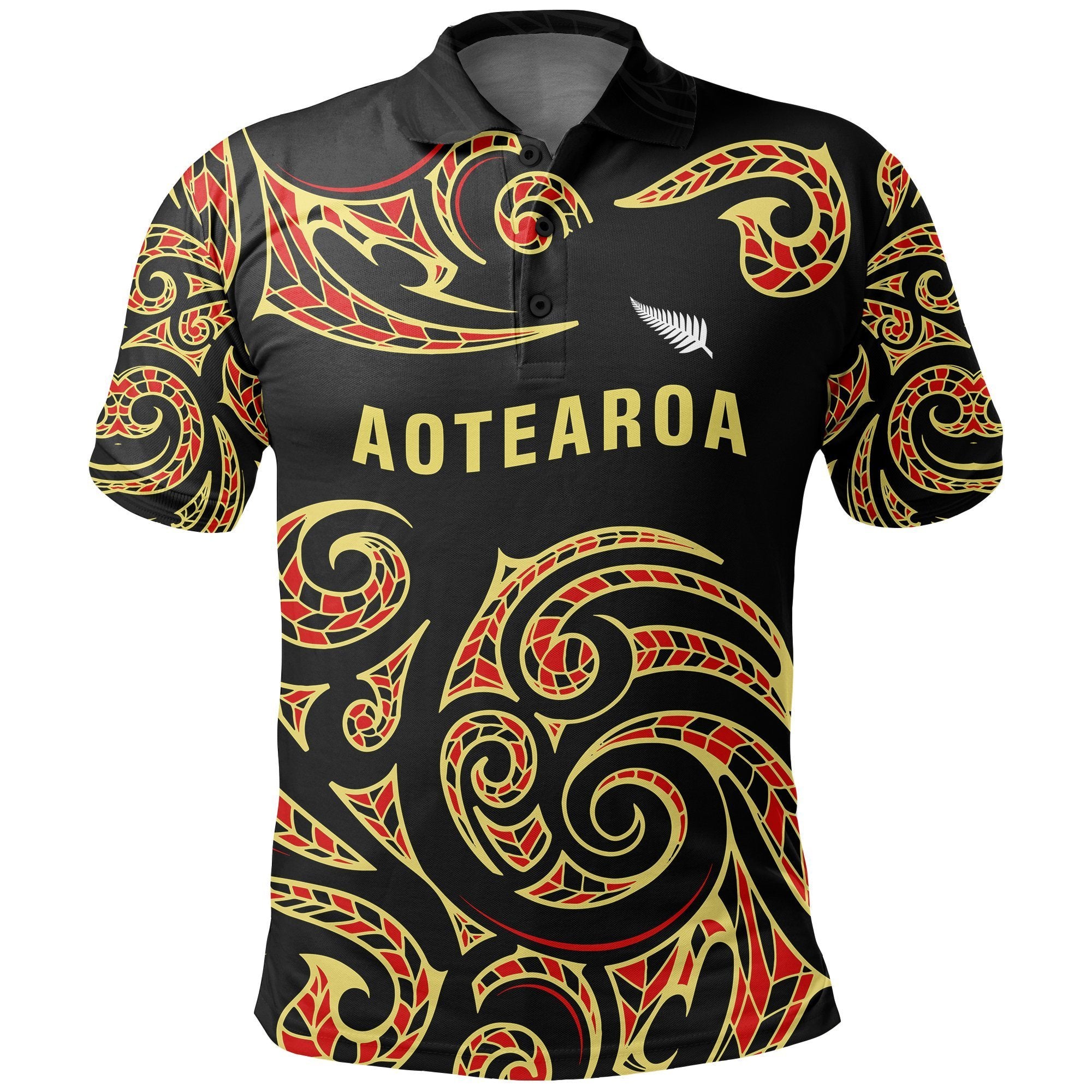 New Zealand Aotearoa Polo Shirt Maori Unisex Black - Polynesian Pride