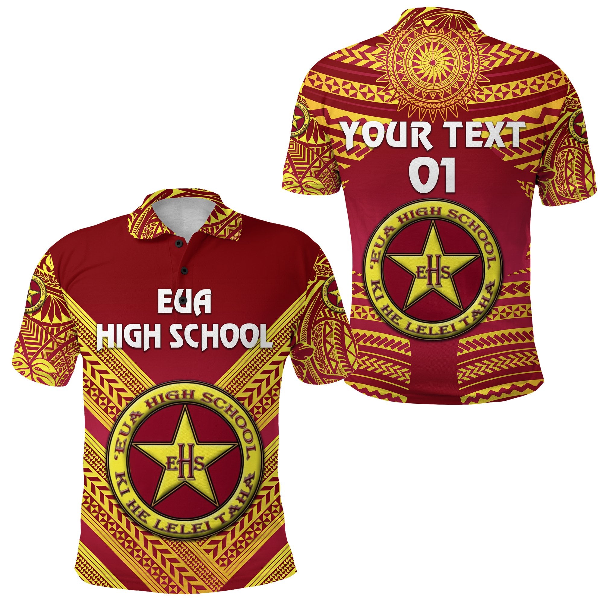 Custom Eua High School Polo Shirt Creative Style Maroon, Custom Text and Number Unisex Maroon - Polynesian Pride