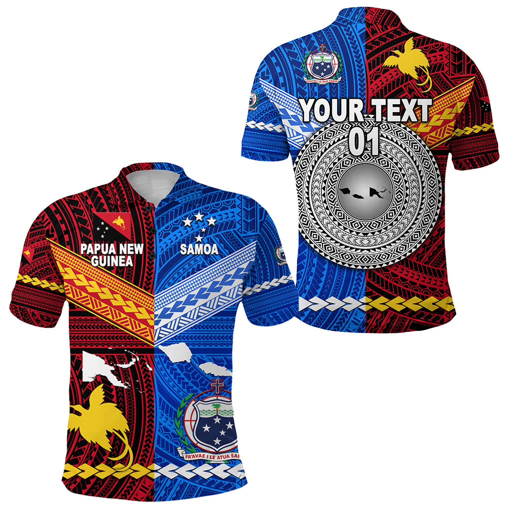 Custom Papua New Guinea Samoa Polo Shirt Polynesian Together, Custom Text and Number LT8 Unisex Red - Polynesian Pride