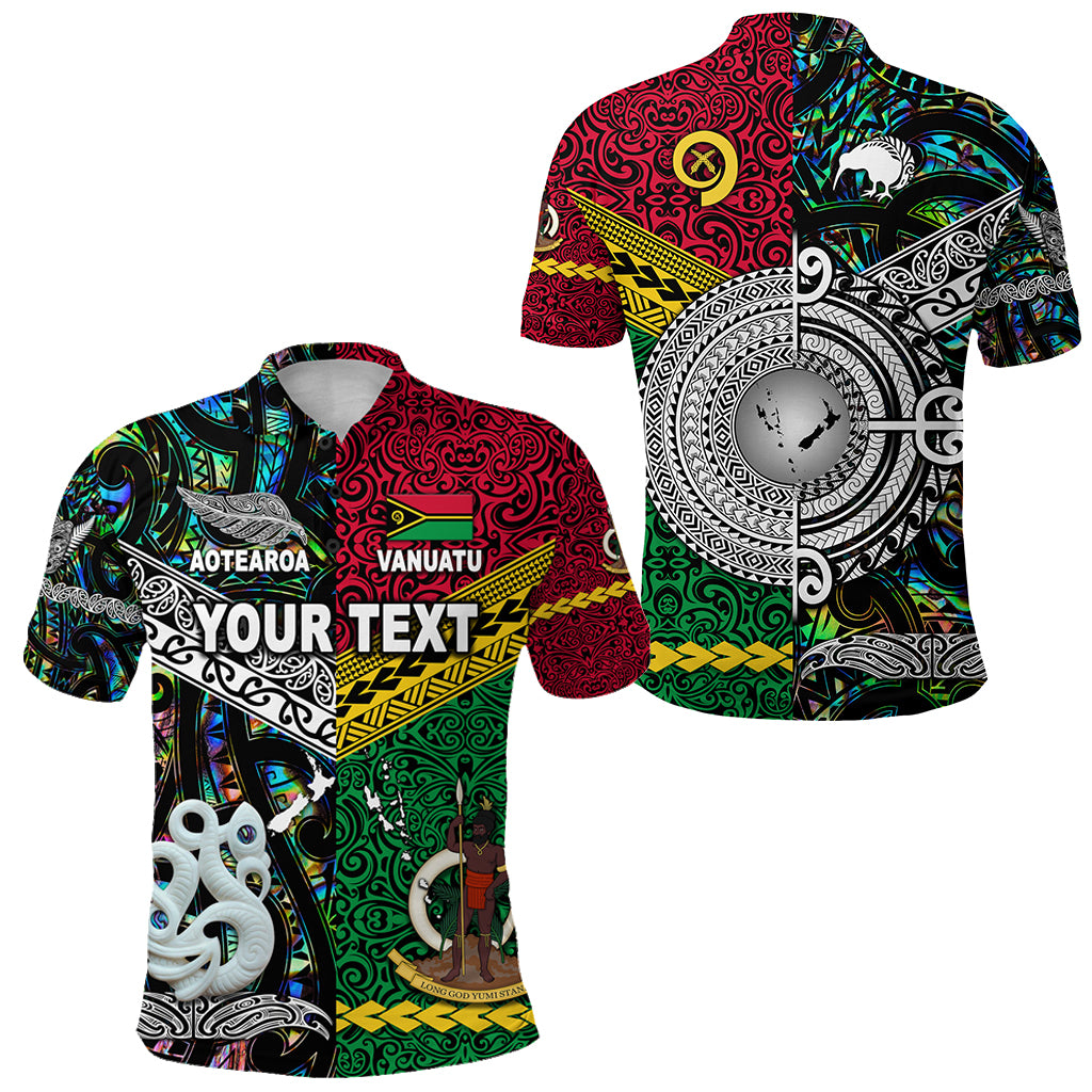 Custom Vanuatu New Zealand Polo Shirt Together Paua Shell LT8 Red - Polynesian Pride