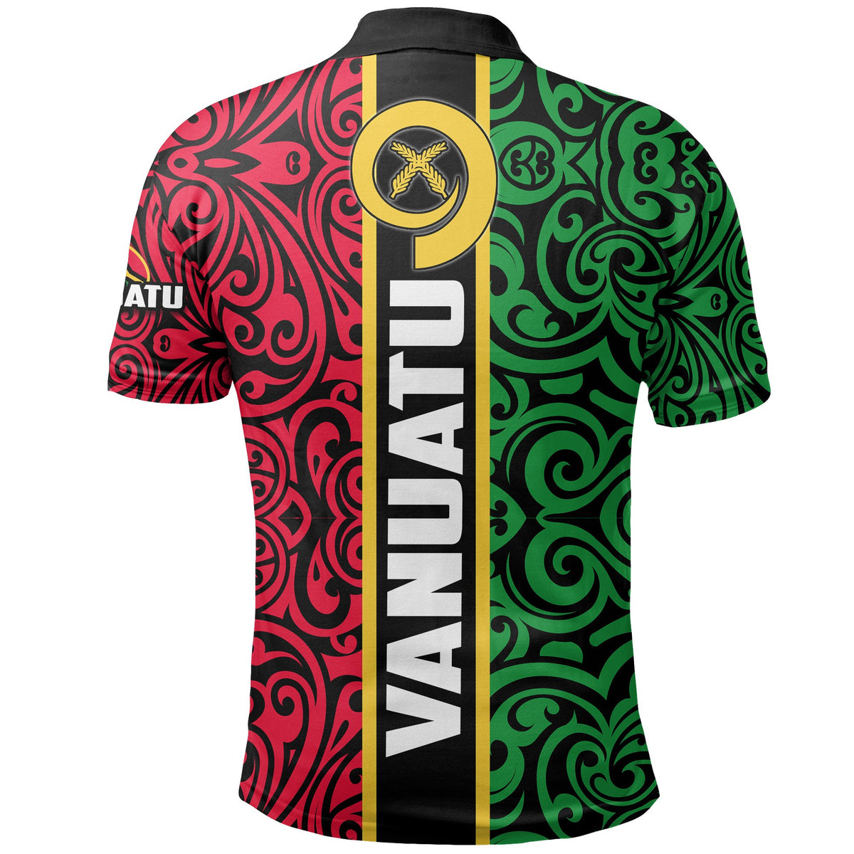 Vanuatu Rugby Polo Shirt Polynesian Flag Style - Polynesian Pride