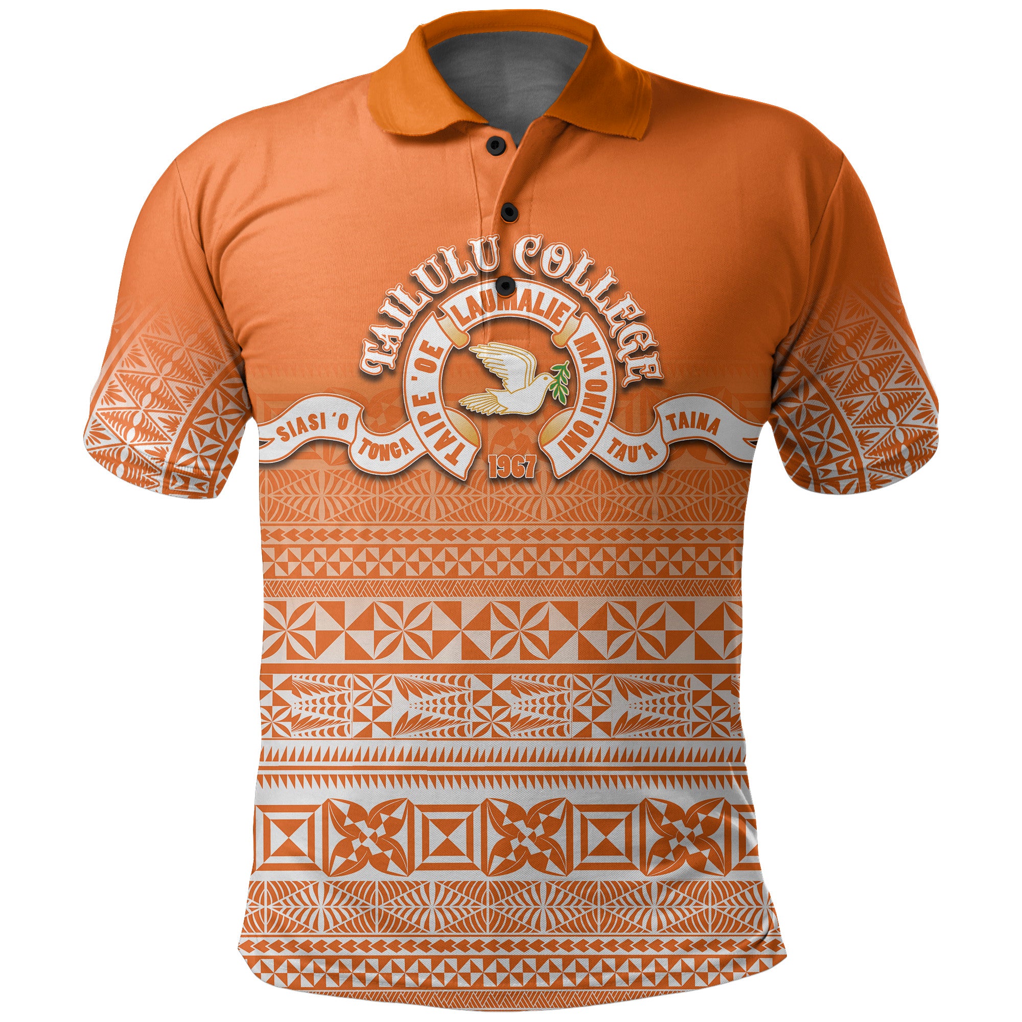 Custom Tailulu College Polo Shirt Tonga Patterns Style LT6 Unisex Orange - Polynesian Pride