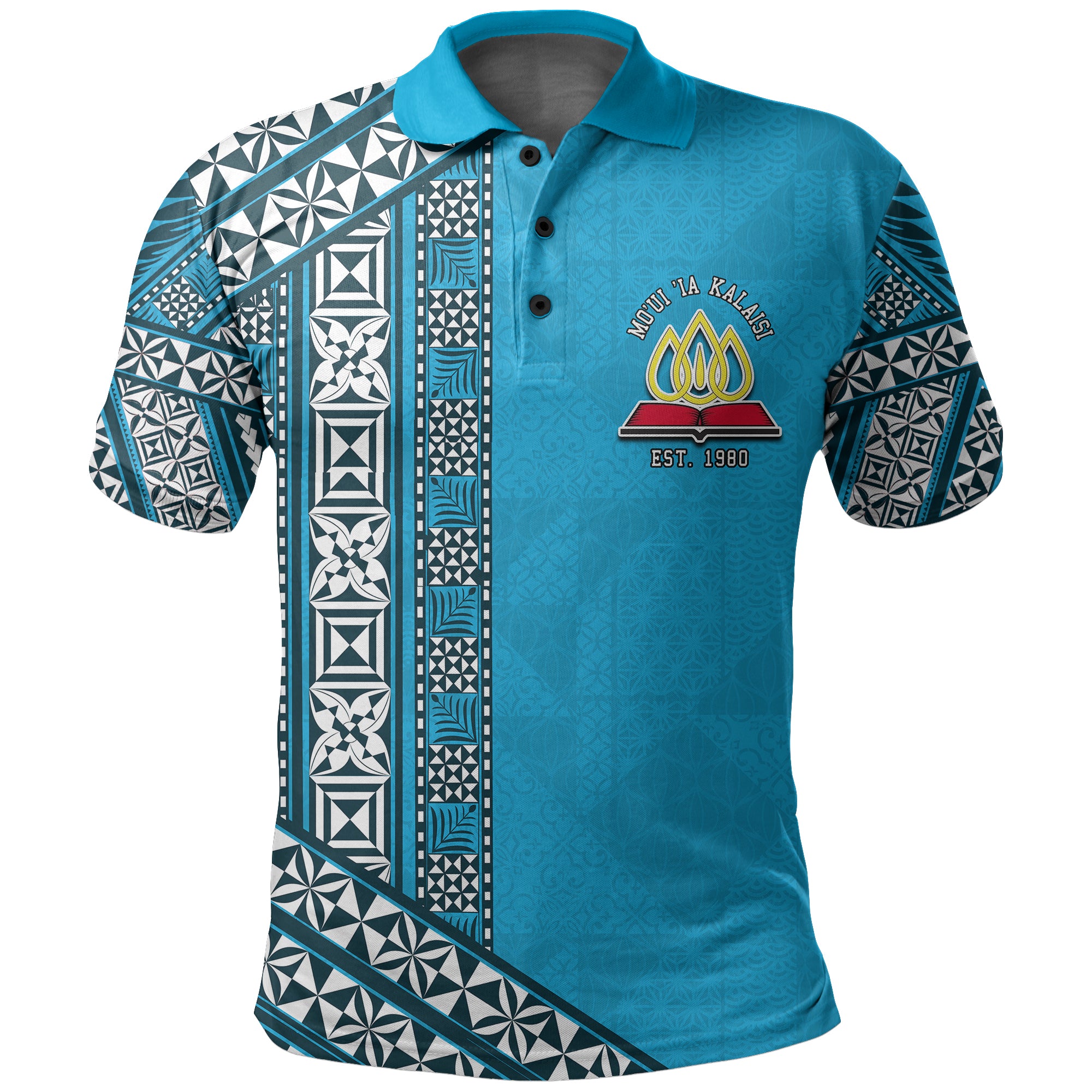 Lavengamalie College Polo Shirt Tonga Patterns Style LT6 Unisex Blue - Polynesian Pride