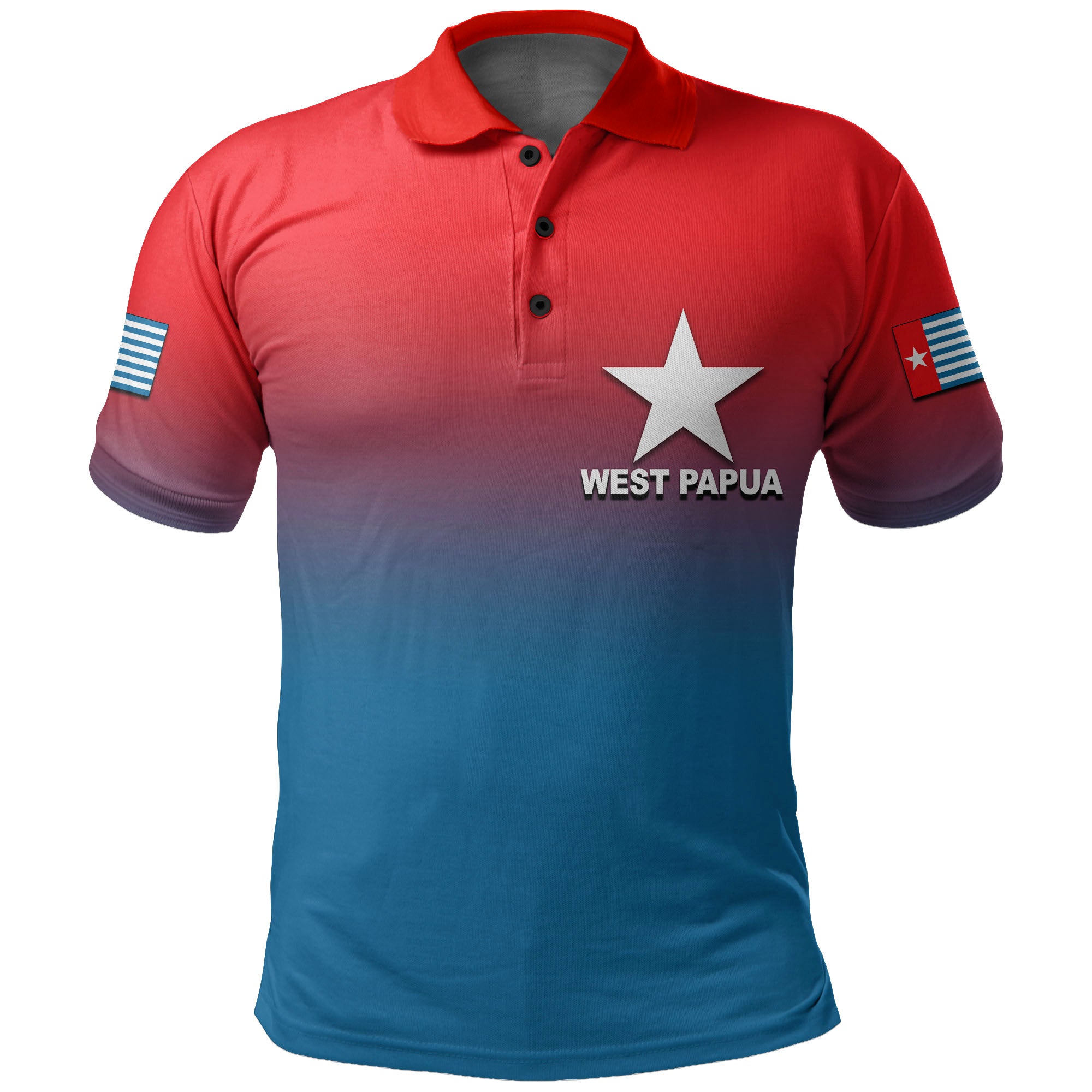 West Papua Polo Shirt Flag Color Simple Style LT6 Blue - Polynesian Pride