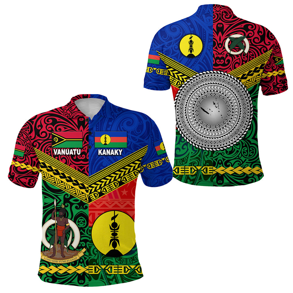 Vanuatu New Caledonia Kanaky Polo Shirt Together LT8 Blue - Polynesian Pride