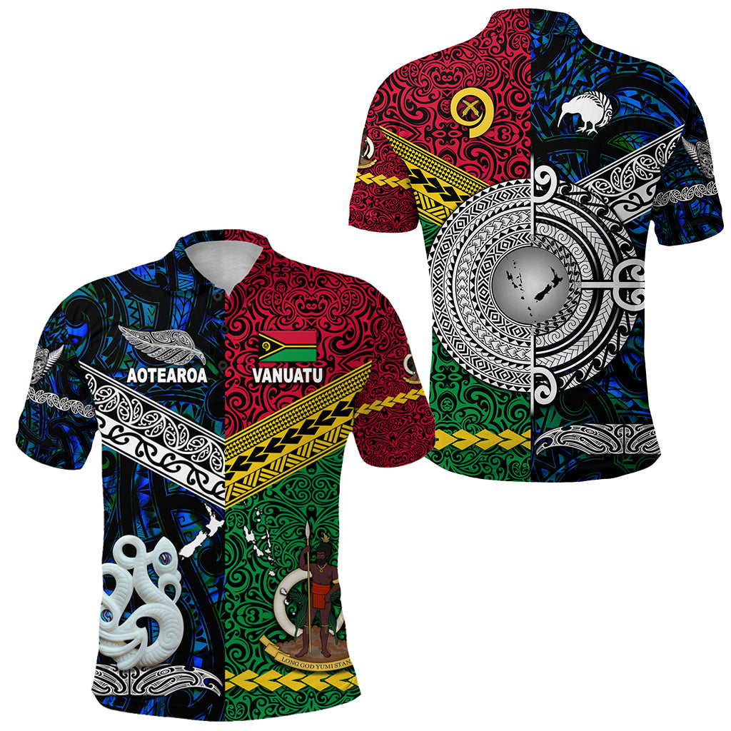 Vanuatu New Zealand Polo Shirt Together Blue LT8 Unisex Red - Polynesian Pride