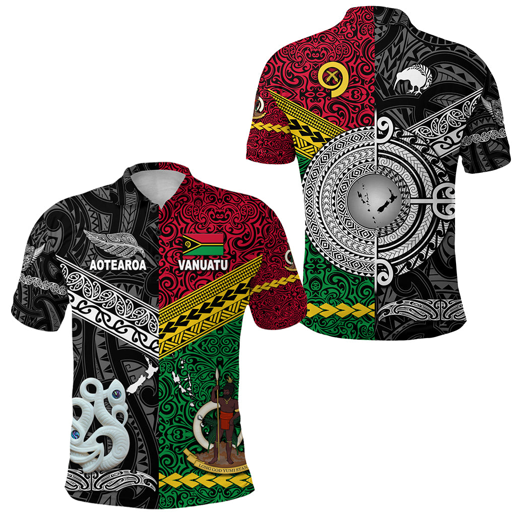 Vanuatu New Zealand Polo Shirt Together Black LT8 Unisex Red - Polynesian Pride