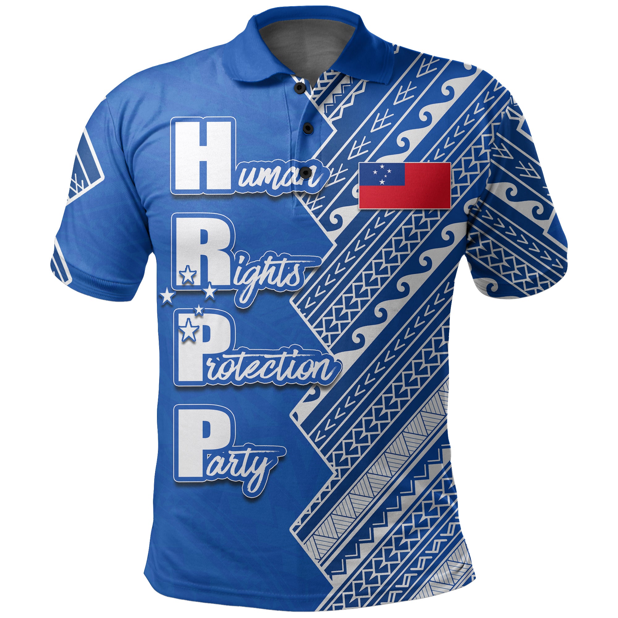 HRPP Samoa Polo Shirt Half Style LT6 Blue - Polynesian Pride