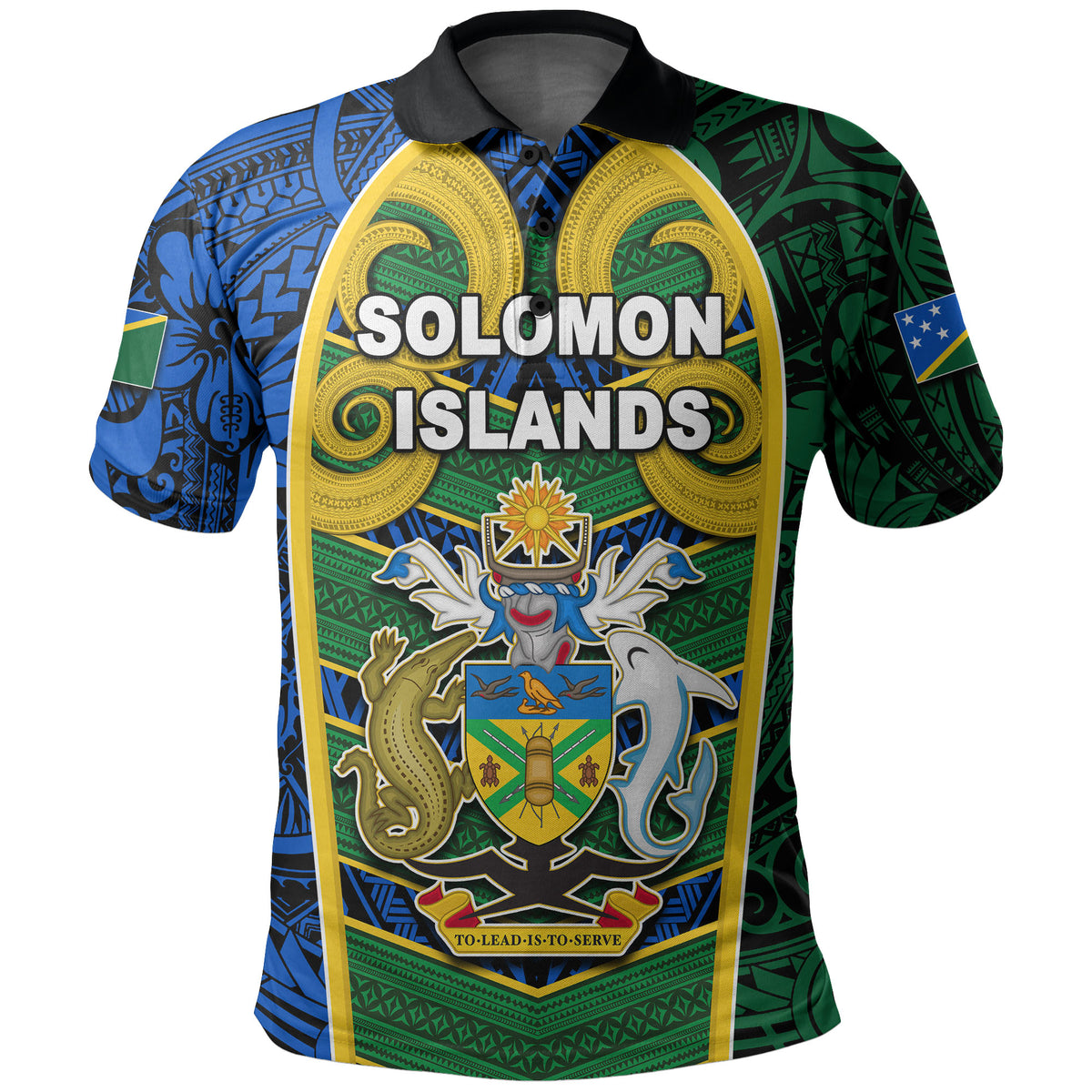 Custom Solomon Islands Independence Polo Shirt LT6 Blue - Polynesian Pride