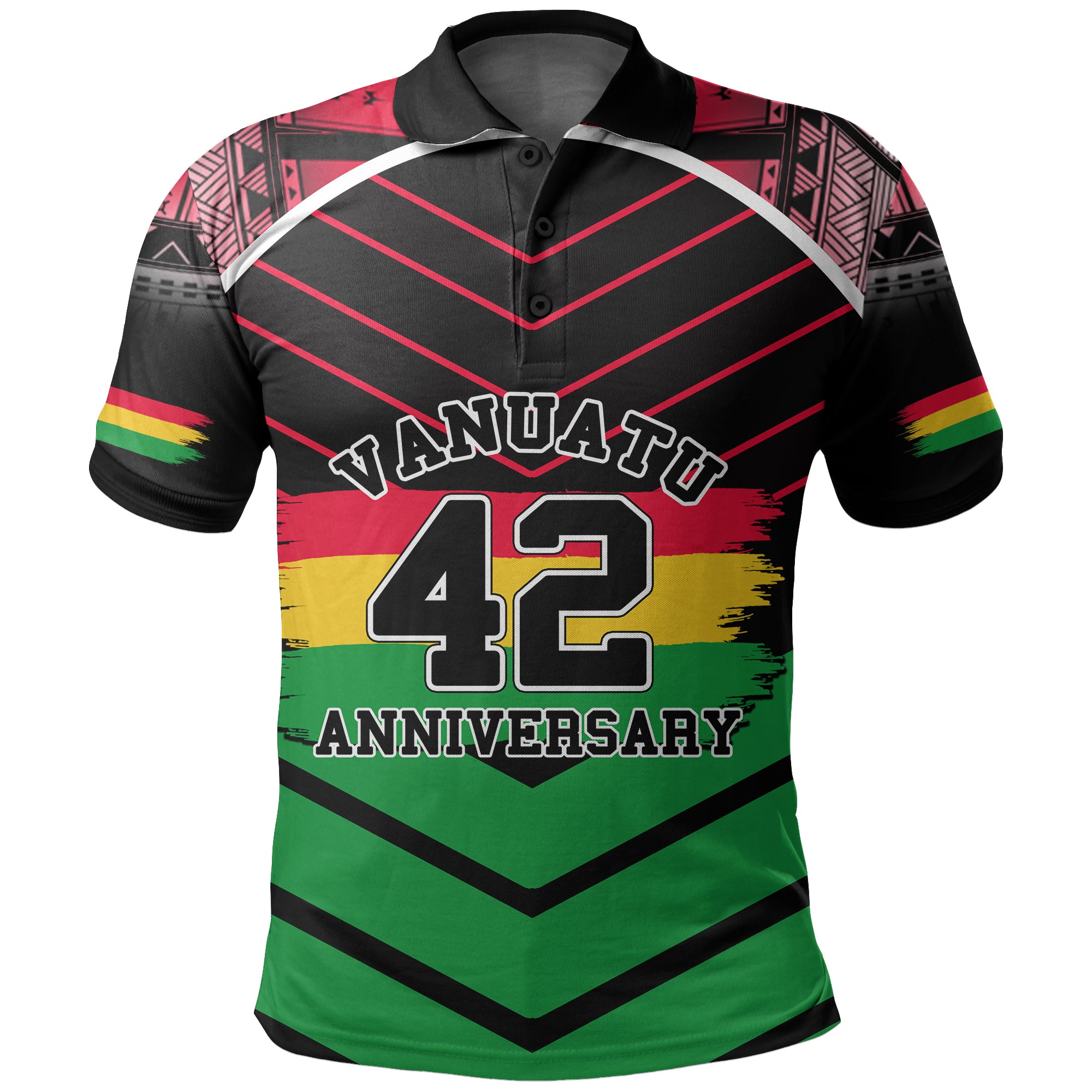 Polynesian Vanuatu 42 Anniversary Polo Shirt Custom LT6 Red - Polynesian Pride