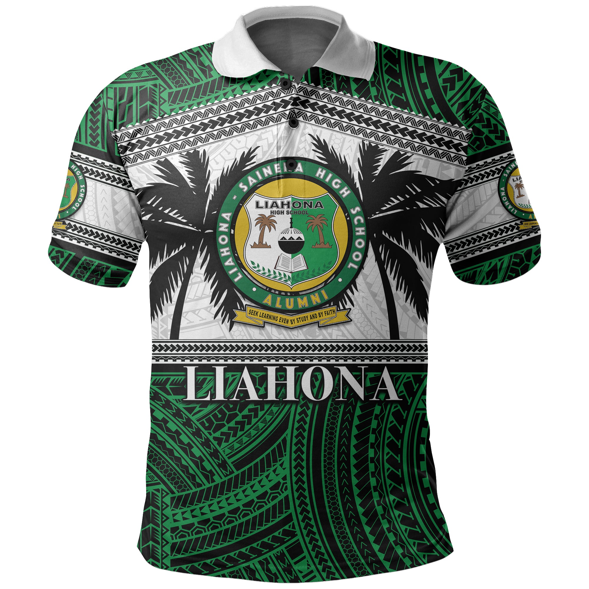 Tonga Liahona High School Polo Shirt Polynesian Patterns LT6 Unisex Green - Polynesian Pride