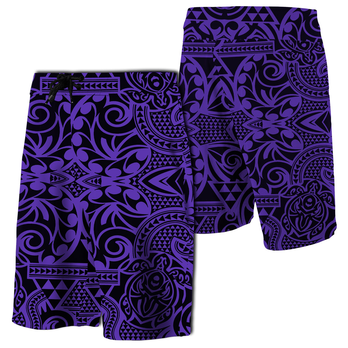 Hawaii Polynesian Tribal Turtle – Board Shorts – Purple Men Purple - Polynesian Pride