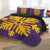 Hawaiian Royal Pattern Quilt Bed Set - Purple And Gold - H2 Style - AH - Polynesian Pride