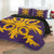 Hawaiian Royal Pattern Quilt Bed Set - Purple And Gold - F2 Style - AH - Polynesian Pride