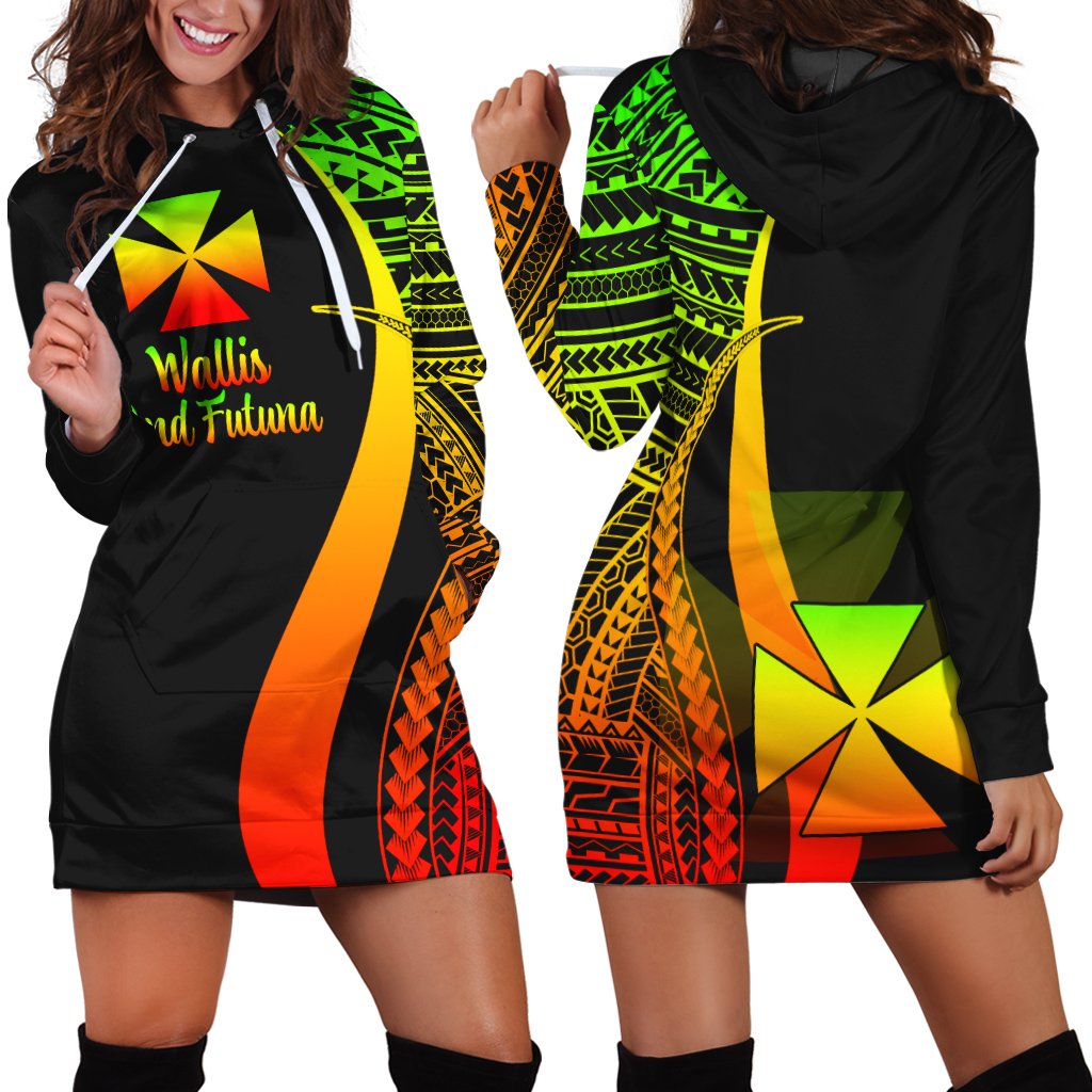 Wallis And Futuna Women's Hoodie Dress - Reggae Polynesian Tentacle Tribal Pattern Reggae - Polynesian Pride