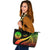 Tahiti Large Leather Tote Bag - Reggae Polynesian Tentacle Tribal Pattern Reggae - Polynesian Pride