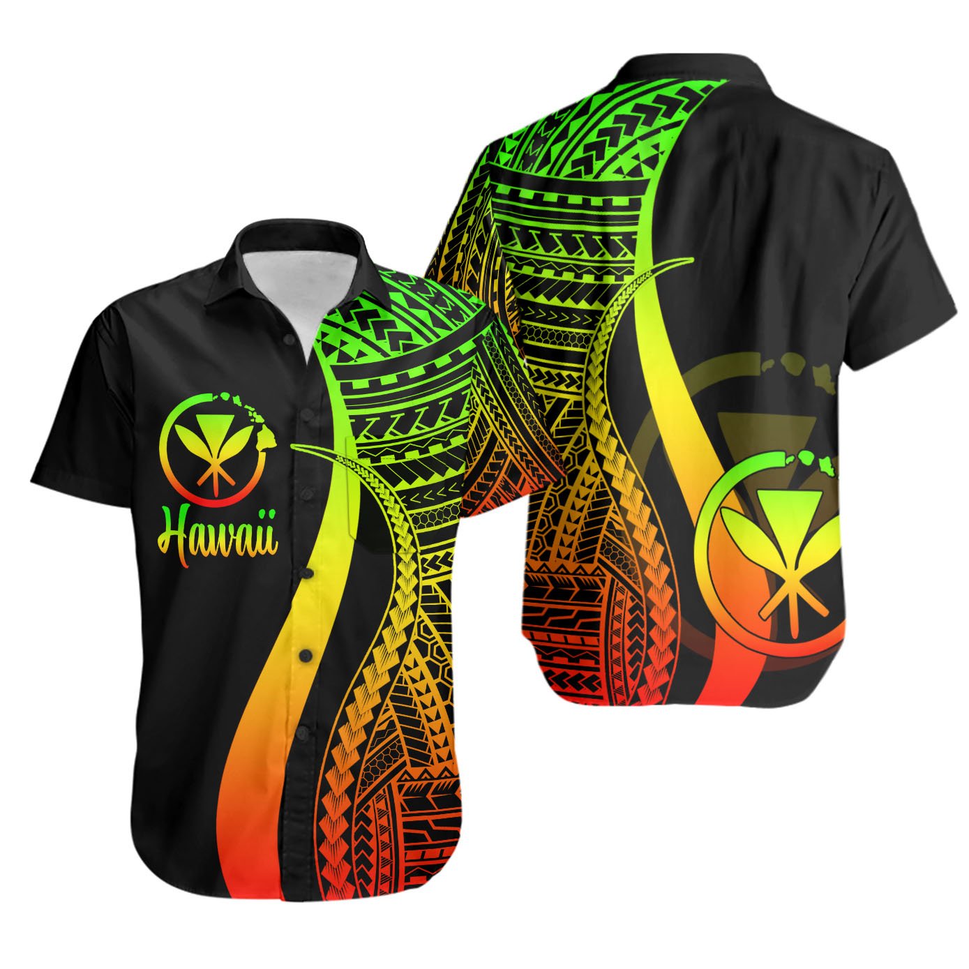 Hawaii Short Sleeve Shirts - Reggae Polynesian Tentacle Tribal Pattern Unisex Reggae - Polynesian Pride