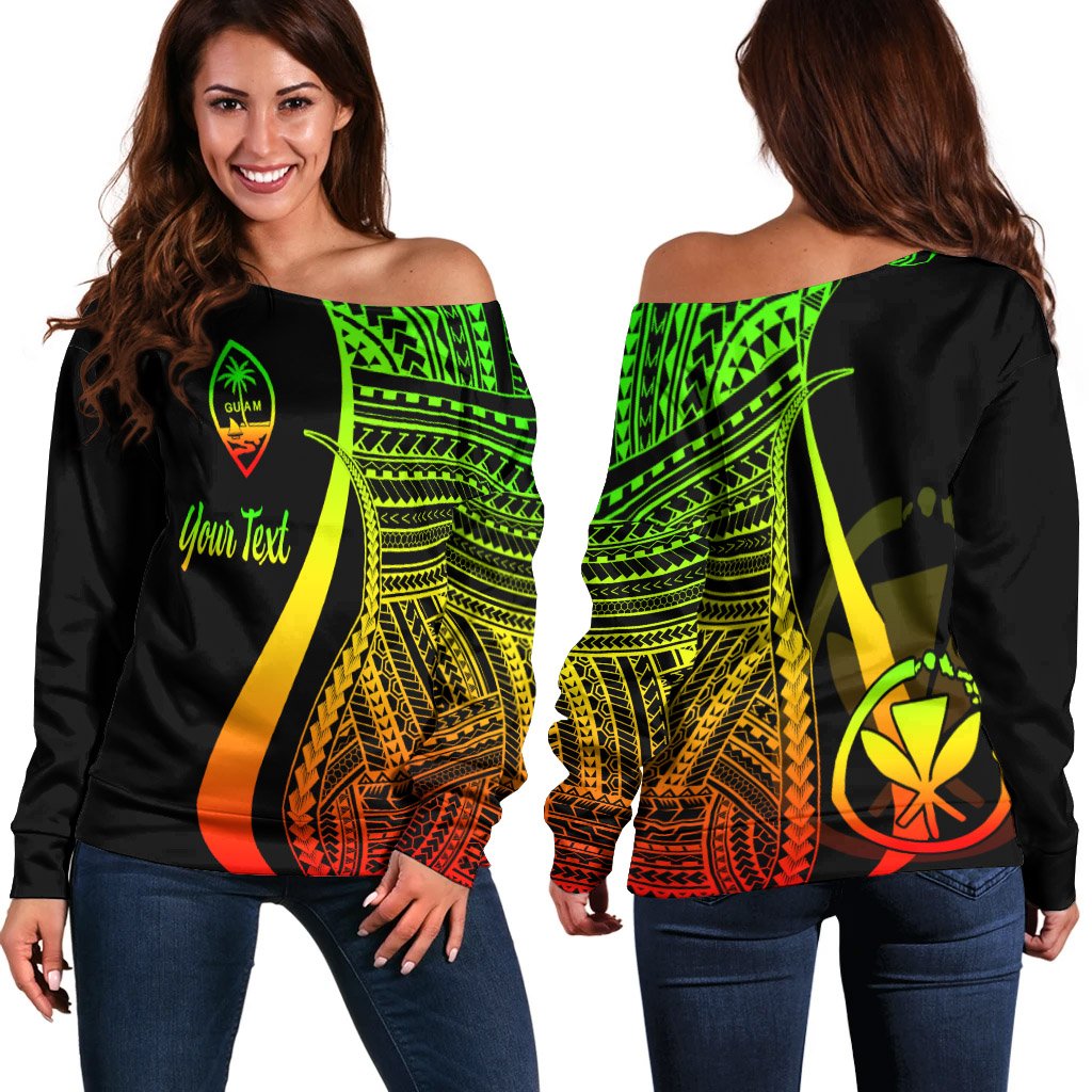 Hawaii Custom Personalised Women's Off Shoulder Sweater - Reggae Polynesian Tentacle Tribal Pattern Art - Polynesian Pride