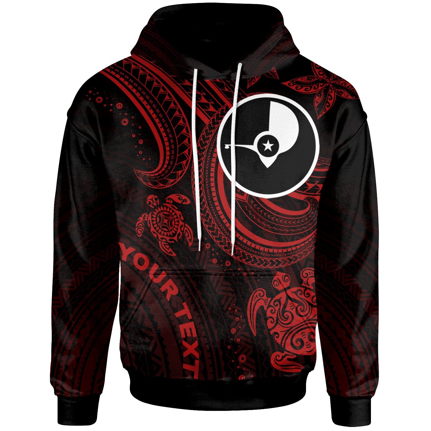 Yap Custom Hoodie Red Turtle Unisex Red - Polynesian Pride