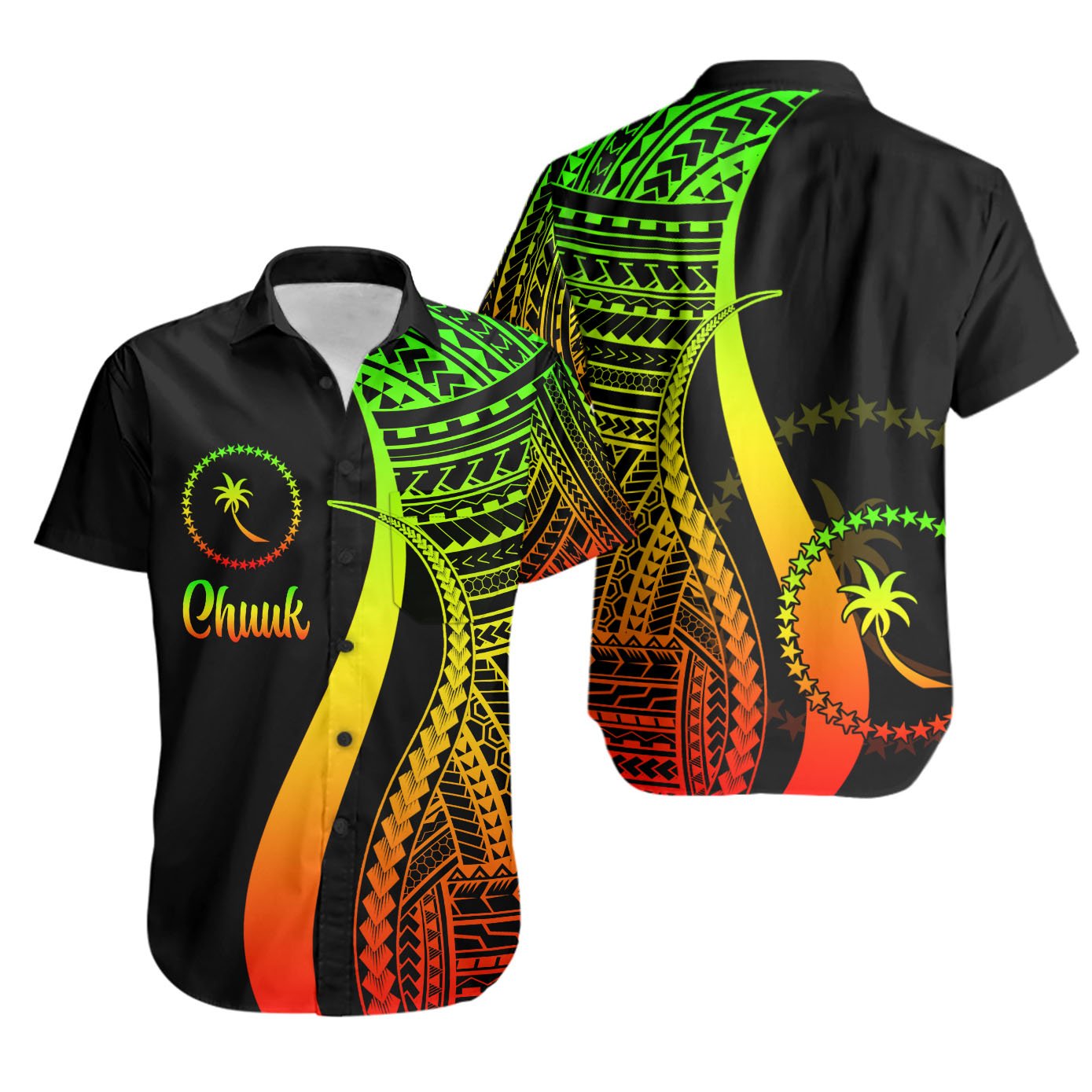 Chuuk Short Sleeve Shirts - Reggae Polynesian Tentacle Tribal Pattern Unisex Reggae - Polynesian Pride