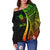 Tuvalu Custom Personalised Women's Off Shoulder Sweater - Reggae Polynesian Tentacle Tribal Pattern - Polynesian Pride