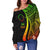 Cook Islands Women's Off Shoulder Sweater - Reggae Polynesian Tentacle Tribal Pattern - Polynesian Pride