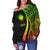 Nauru Women's Off Shoulder Sweater - Reggae Polynesian Tentacle Tribal Pattern - Polynesian Pride