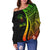 Niue Custom Personalised Women's Off Shoulder Sweater - Reggae Polynesian Tentacle Tribal Pattern - Polynesian Pride