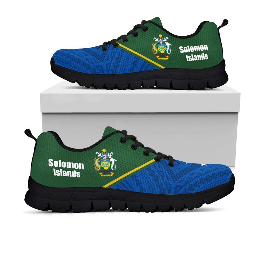 Solomon Islands Rising Sneakers - Solomon Islands Coat Of Arms Polynesian Tattoo - A6 Unisex White - Polynesian Pride