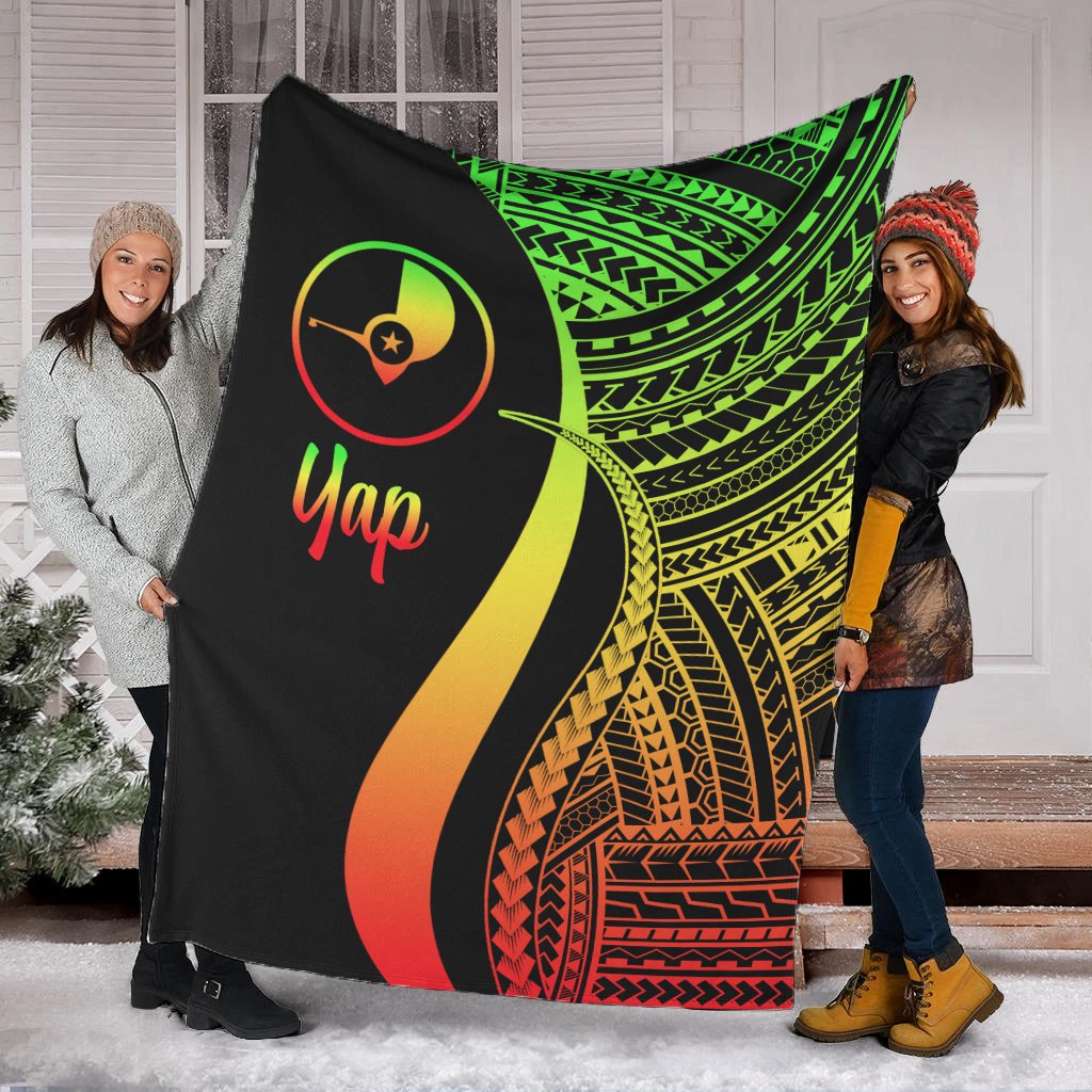 Yap Premium Blanket - Reggae Polynesian Tentacle Tribal Pattern White - Polynesian Pride