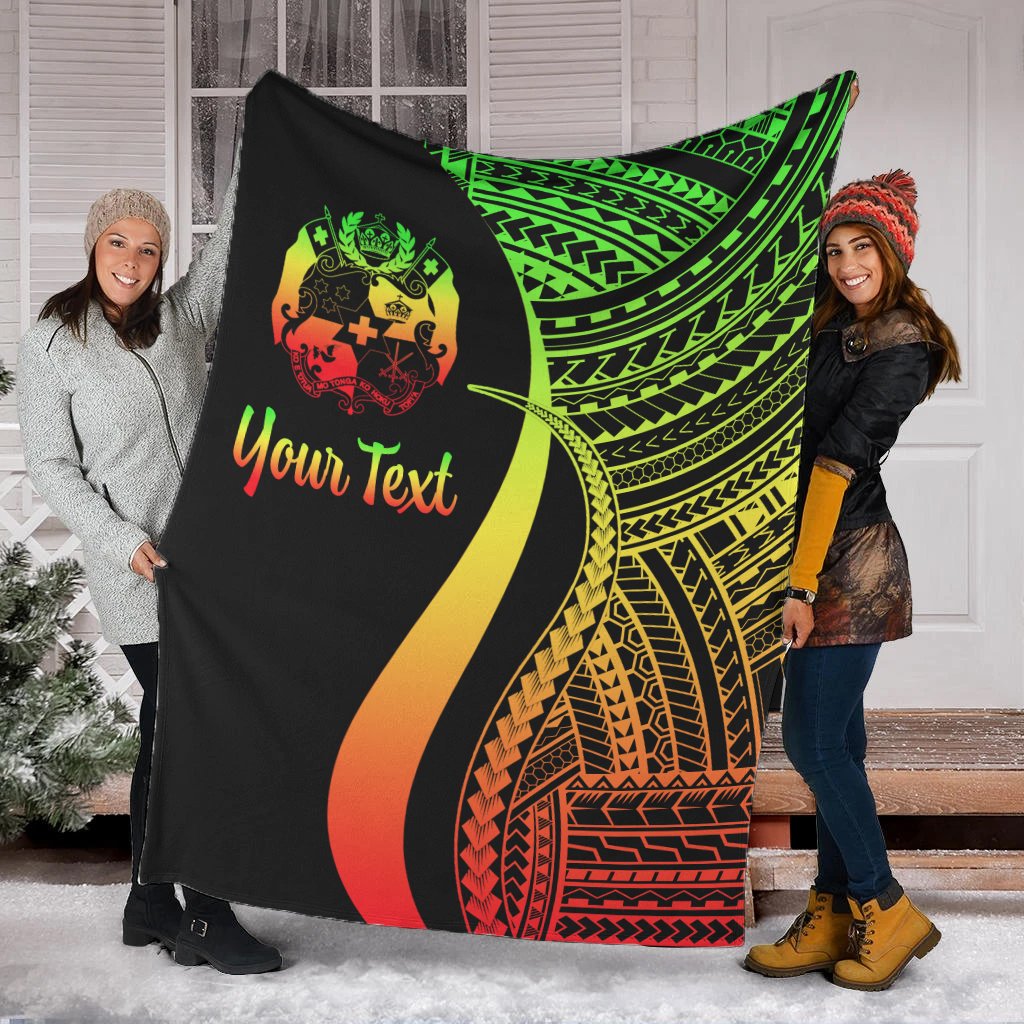 Tonga Custom Personalised Premium Blanket - Reggae Polynesian Tentacle Tribal Pattern White - Polynesian Pride