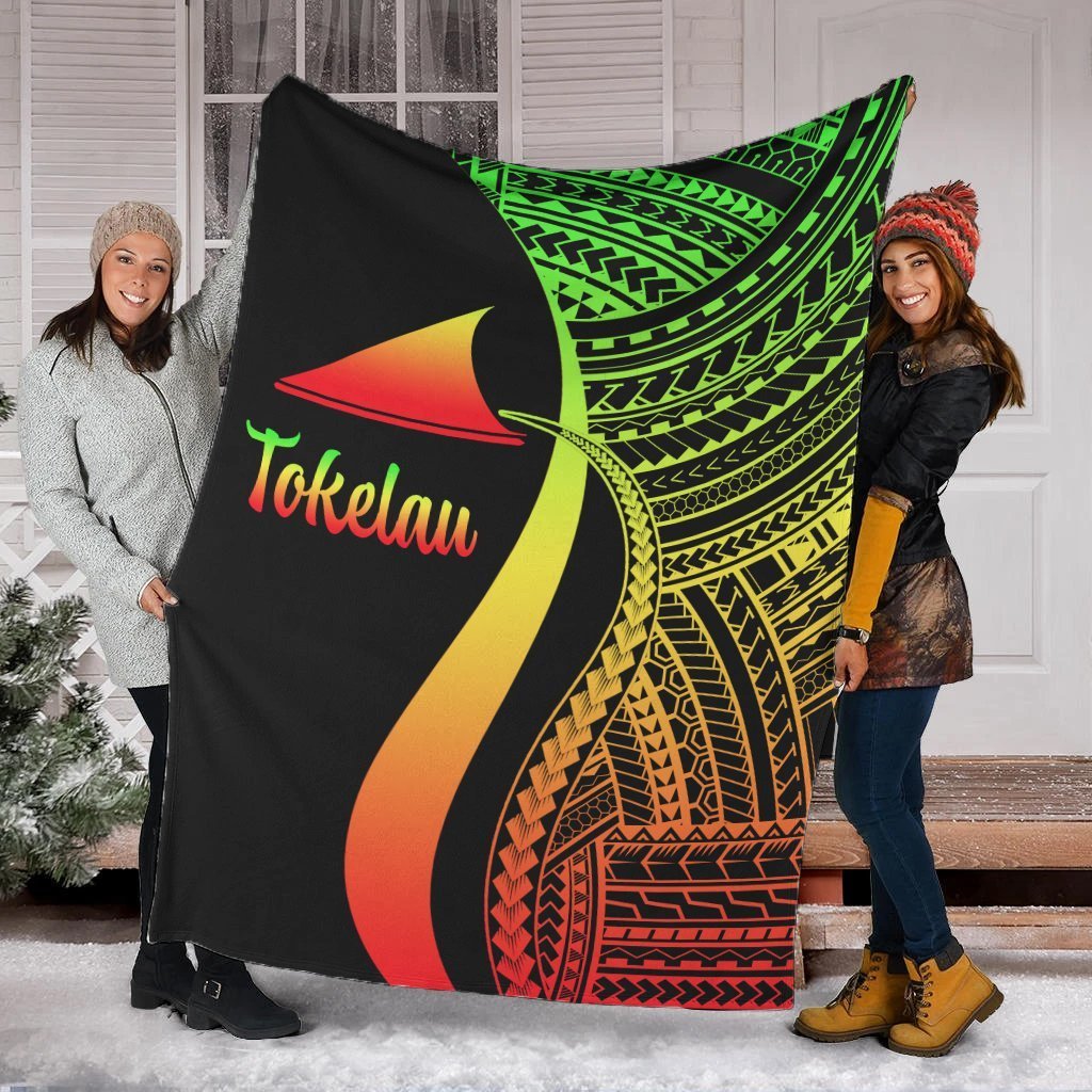 Tokelau Premium Blanket - Reggae Polynesian Tentacle Tribal Pattern White - Polynesian Pride