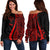 Kosrae Women's Off Shoulder Sweater - Red Polynesian Tentacle Tribal Pattern Red - Polynesian Pride