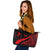 Yap Large Leather Tote Bag - Red Polynesian Tentacle Tribal Pattern Red - Polynesian Pride