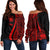 Samoa Women's Off Shoulder Sweater - Red Polynesian Tentacle Tribal Pattern Red - Polynesian Pride