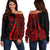 American Samoa Women's Off Shoulder Sweater - Red Polynesian Tentacle Tribal Pattern Red - Polynesian Pride