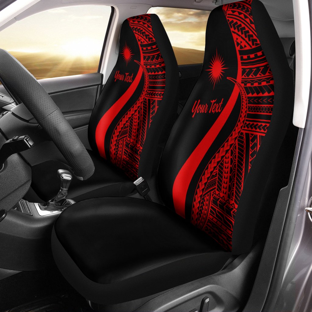 Marshall Islands Custom Personalised Car Seat Covers - Red Polynesian Tentacle Tribal Pattern Universal Fit Red - Polynesian Pride