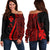 Wallis And Futuna Women's Off Shoulder Sweater - Red Polynesian Tentacle Tribal Pattern Red - Polynesian Pride