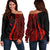 Yap Women's Off Shoulder Sweater - Red Polynesian Tentacle Tribal Pattern Red - Polynesian Pride