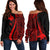 Papua New Guinea Women's Off Shoulder Sweater - Red Polynesian Tentacle Tribal Pattern Red - Polynesian Pride