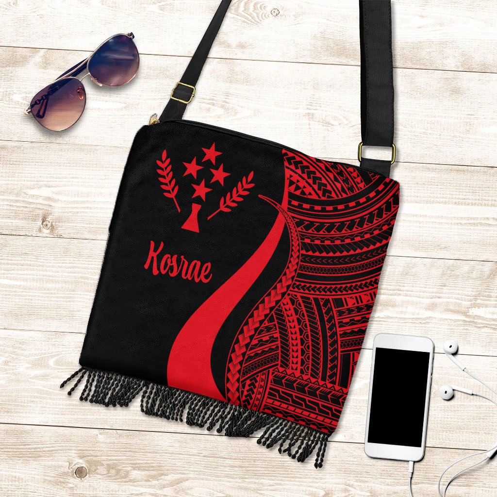 Kosrae Boho Handbag - Red Polynesian Tentacle Tribal Pattern Boho Handbag One Size Red - Polynesian Pride