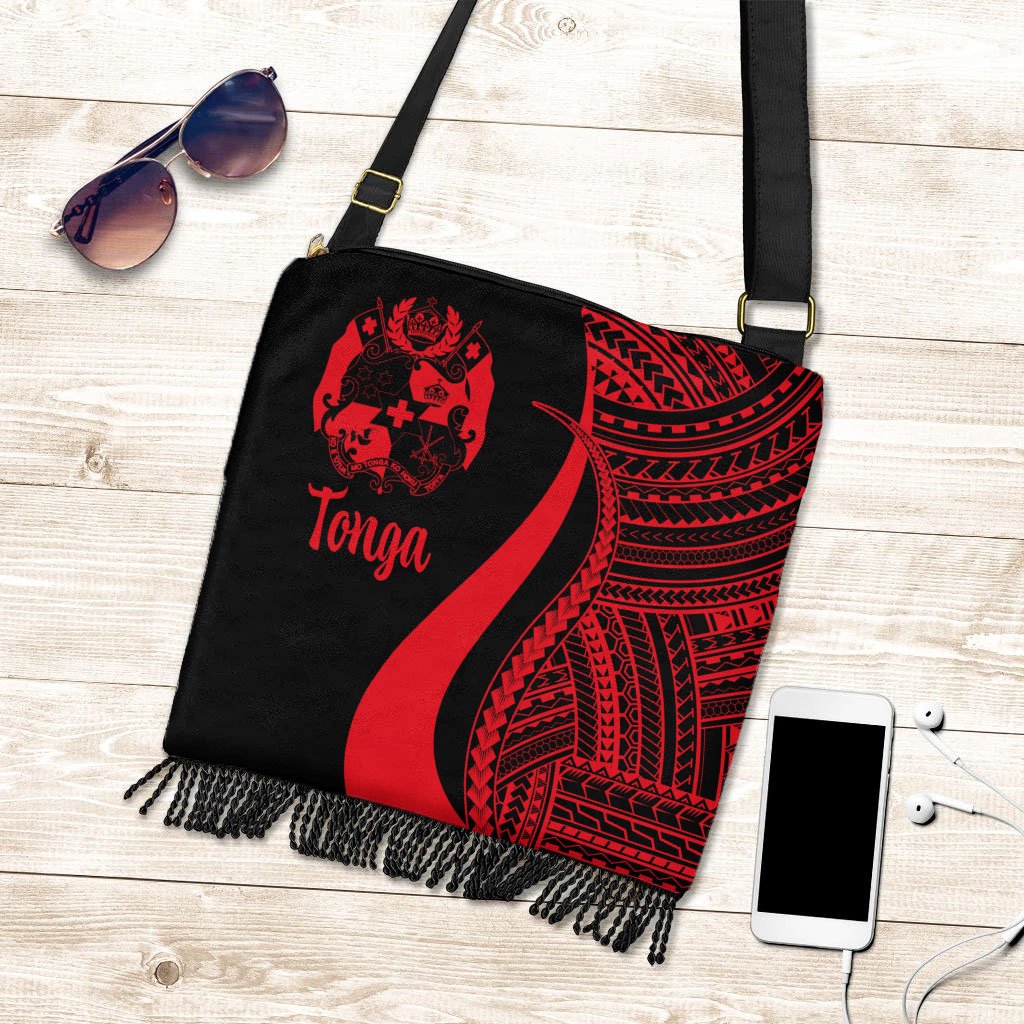 Tonga Boho Handbag - Red Polynesian Tentacle Tribal Pattern Boho Handbag One Size Red - Polynesian Pride