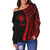 Samoa Women's Off Shoulder Sweater - Red Polynesian Tentacle Tribal Pattern - Polynesian Pride