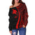 Papua New Guinea Women's Off Shoulder Sweater - Red Polynesian Tentacle Tribal Pattern - Polynesian Pride